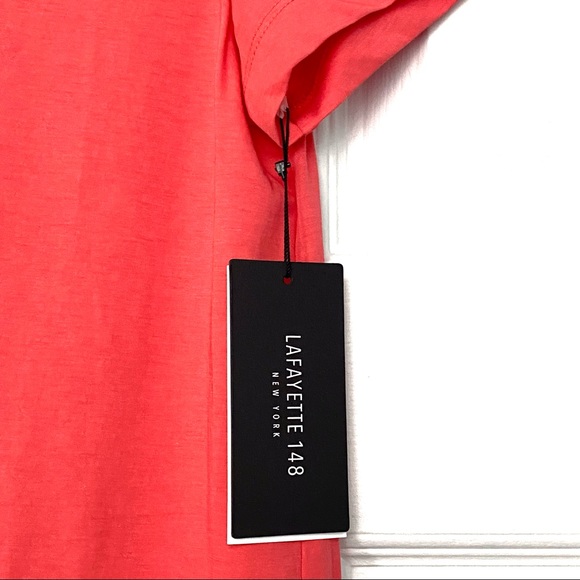 NEW LAFAYETTE 148 New York Kim Short Sleeves Cotton T-Shirt Tee Ultra Pink XS - Picture 9 of 13